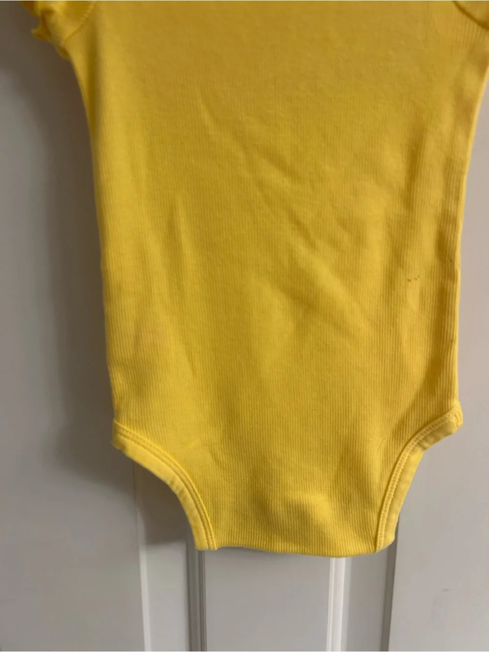 NWT-okie dokie Yellow Bodysuit with Pink 'cute' Appliqué